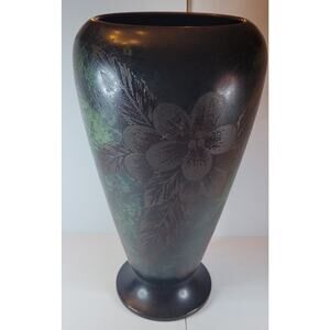 Vintage 1920s-30s WMF Germany Etched Copper Vase, ? Albert Merkle design, 10"